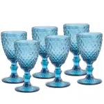 Conjunto de Taças de Vidro 300ml – 6 peças – Bico de Abacaxi – Azul   na Extra